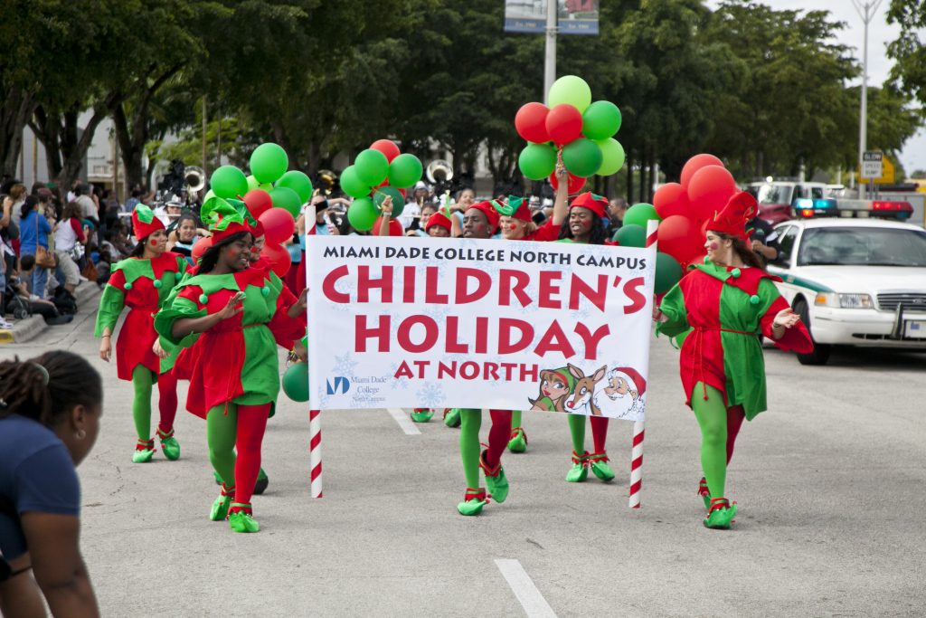 A small parade during Children's Holiday event.