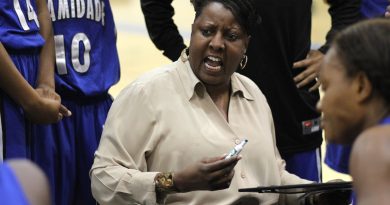 Lady Sharks head coach Susan Summons during a game.