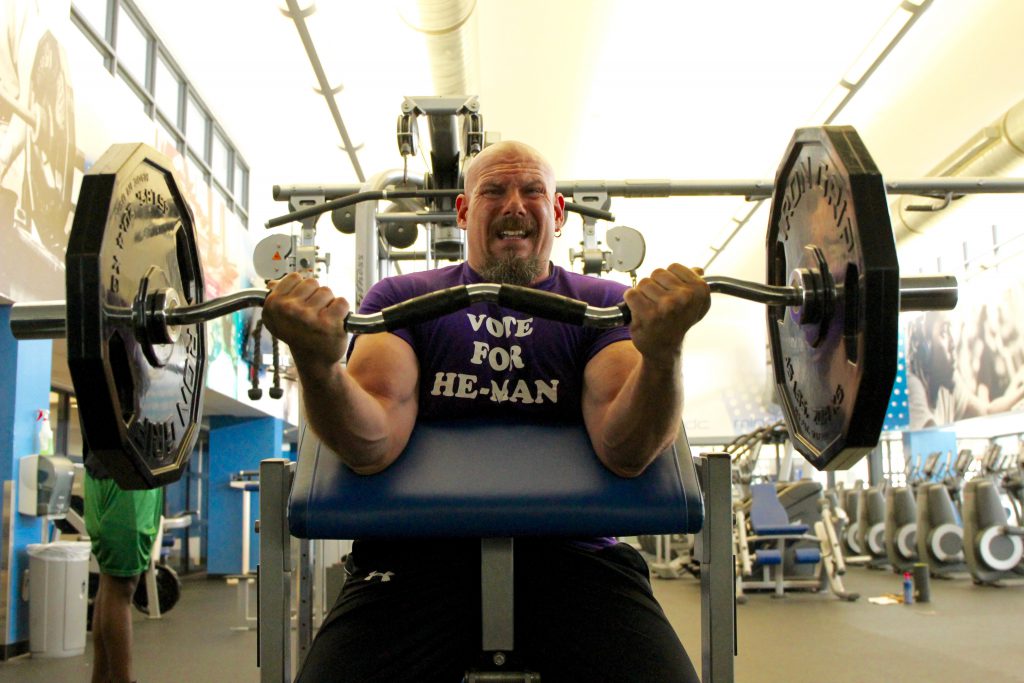 Christian Schlaerth working out at the gym.