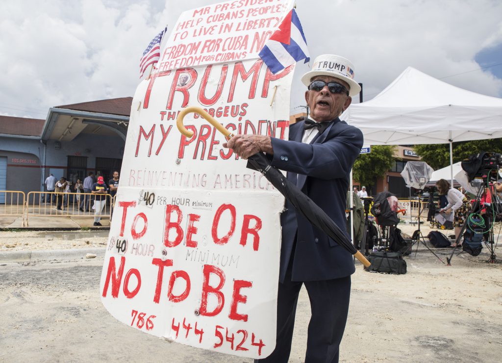 A Trump supporter protesting.