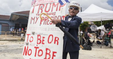 A Trump supporter protesting.