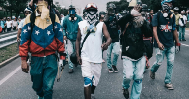 Young Venezuelans protesting in the streets in Venezuela.