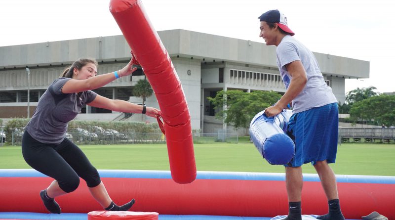 Two students sparring at Shark Fest.