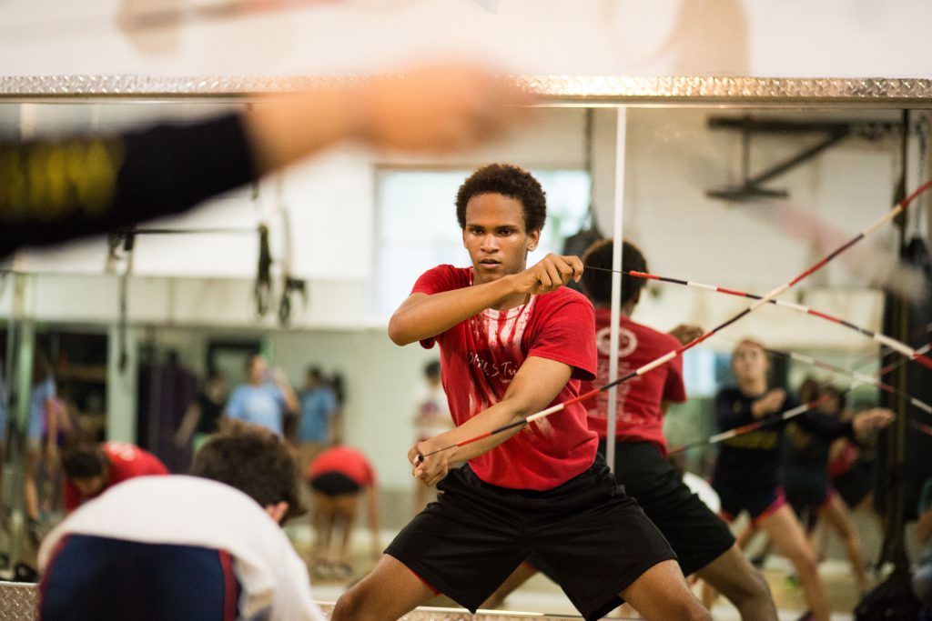 Chris Rosario practicing with jump ropes.