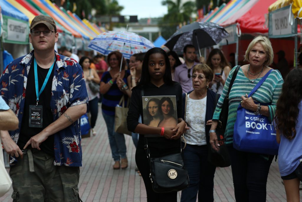 People at the Miami Book Fair.