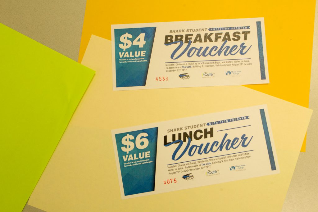 Vouchers for free meals.