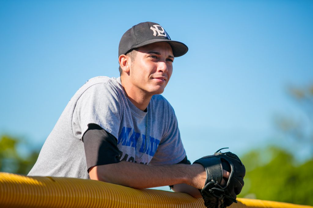 Eliezar Garcia Jr. with his glove.