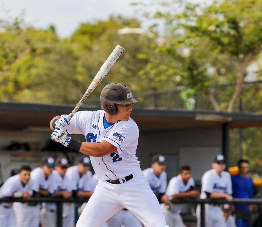 Brian Rey batting during a game.