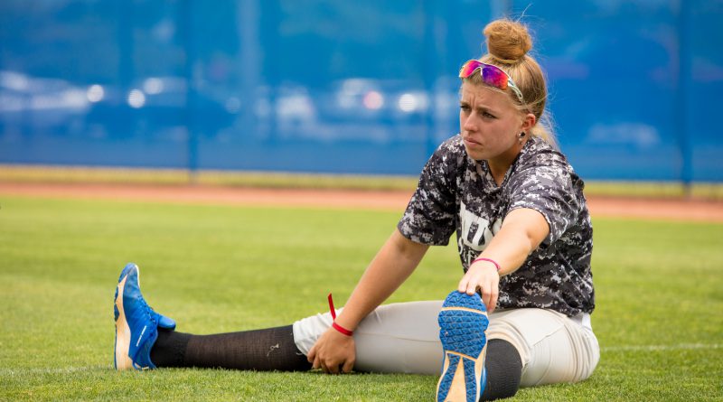 Melissa Mayeux stretching during practice.