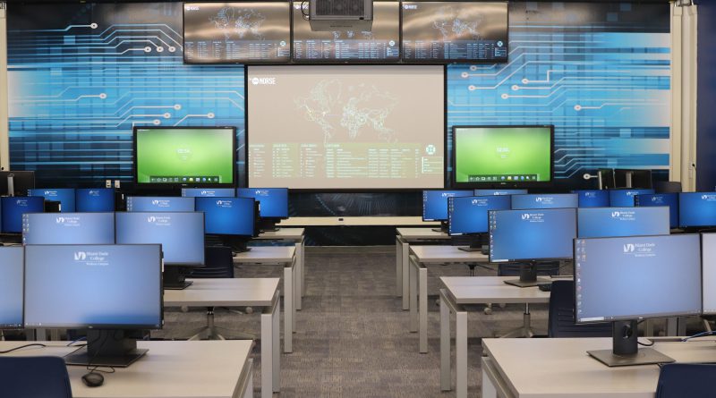 Interior of the cybersecurity classroom.