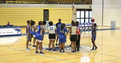 Lady Sharks basketball team during practice.