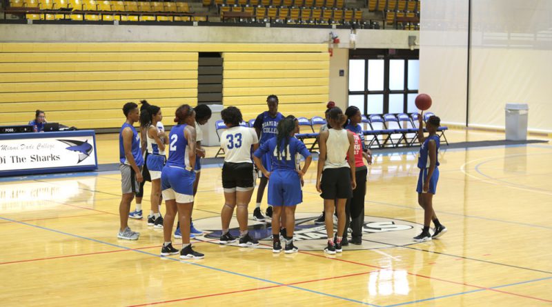 Lady Sharks basketball team during practice.