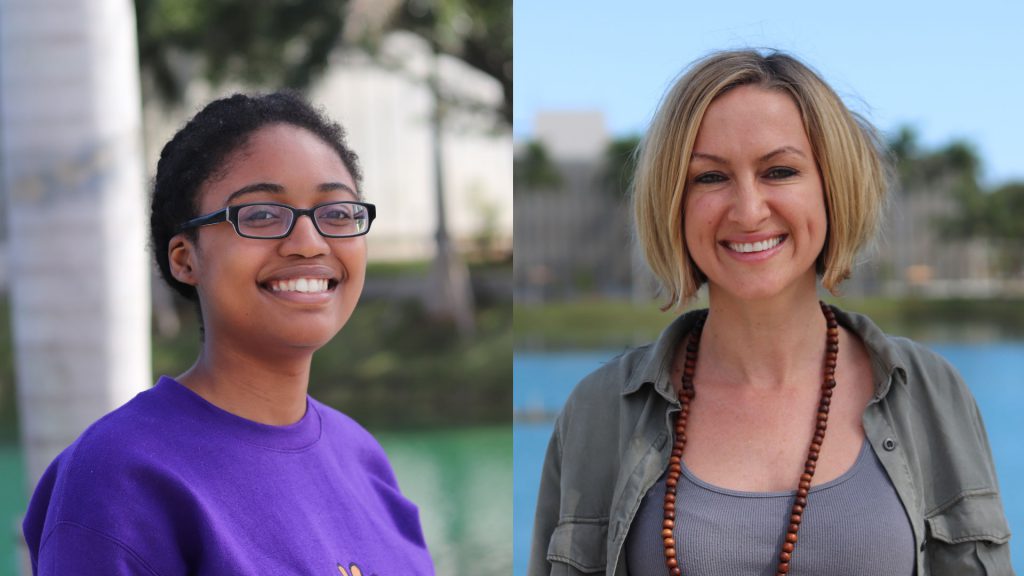 Photos of student Djaina Dervil and professor Jessica AuBuchon.