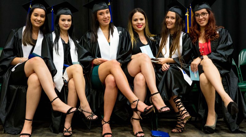 Female students at graduation.