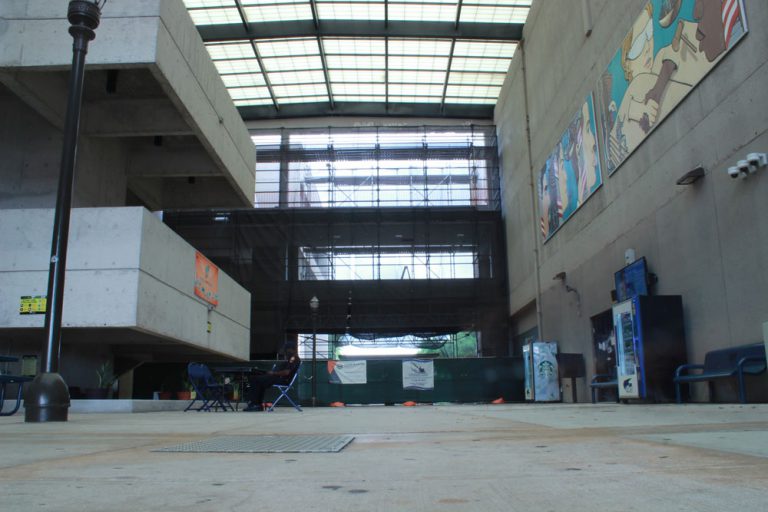 The construction site of one of the renovation projects.