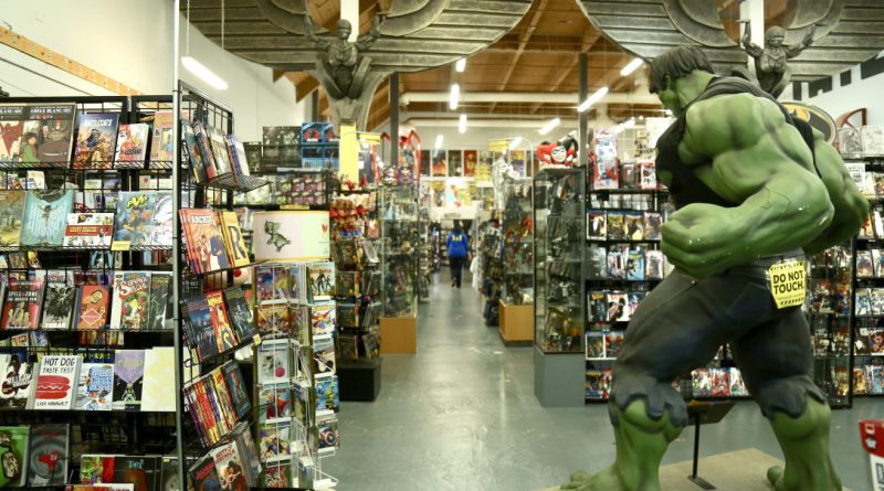 Inside Tate's Comics store.