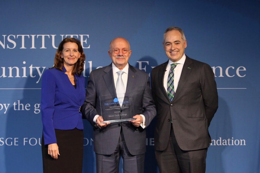 MDC President Eduardo J. Padron receiving the award.