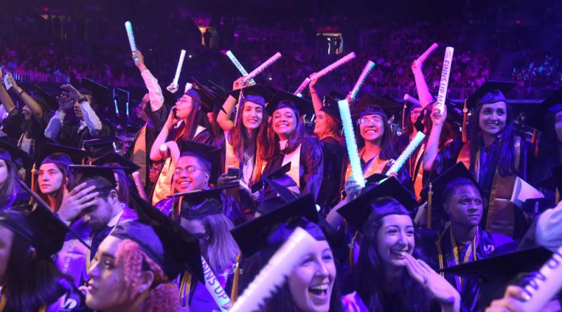 Students excited at commencement.