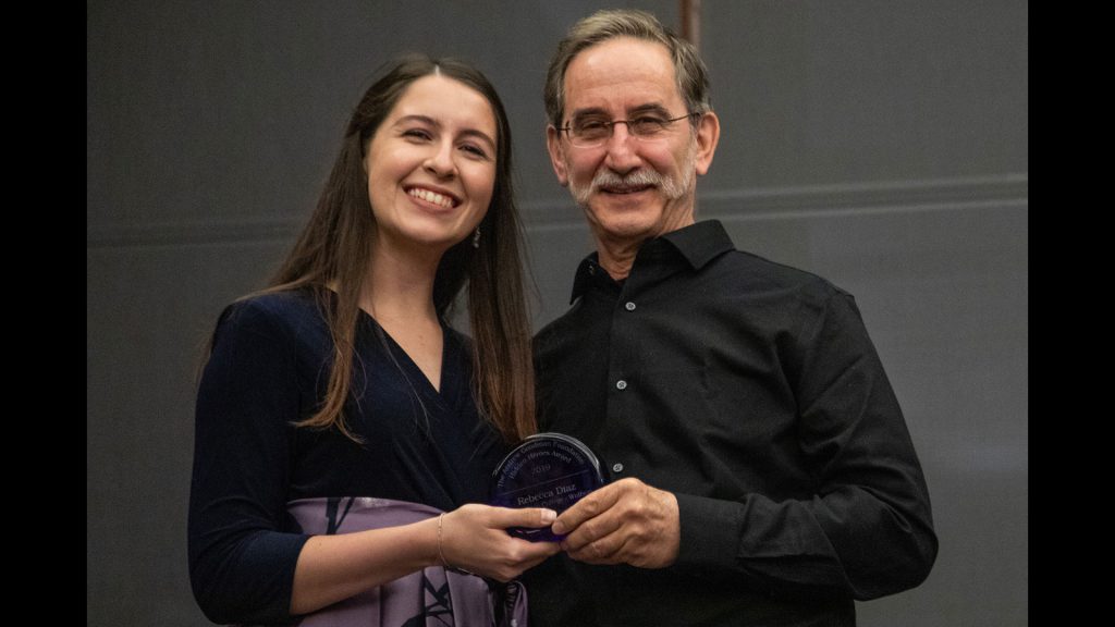 Photo of Rebecca Diaz receiving her Hidden Hero award.