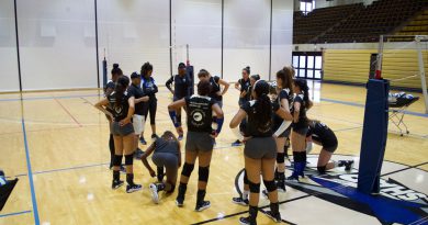 Lady Sharks volleyball team during practice.