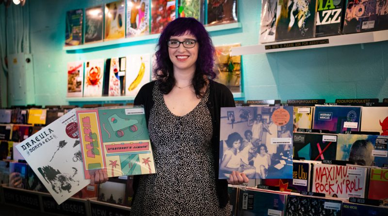 Lauren "Lolo" Reskin showing off her record store.