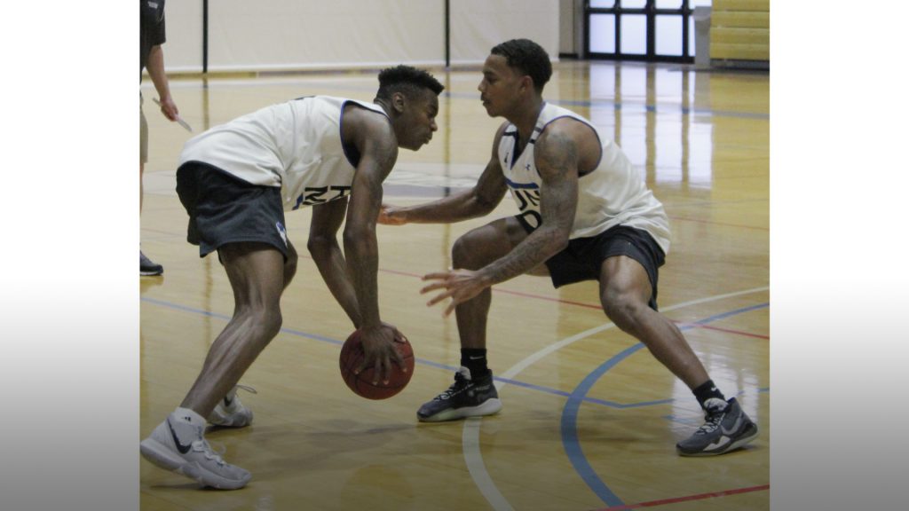 Fitzgerald and fellow teammate during practice.