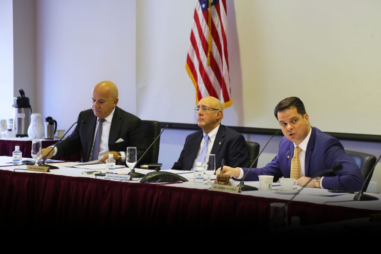 Board of Trustees meeting for presidential search.