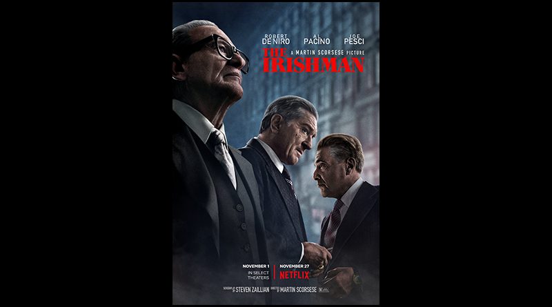 Movie poster for The Irishman. of Netflix