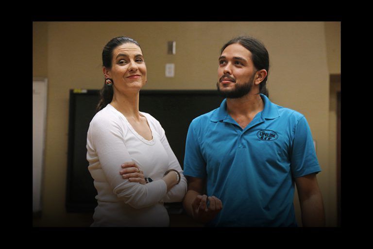 Alicia Garcia and Matthew Romeu acting.