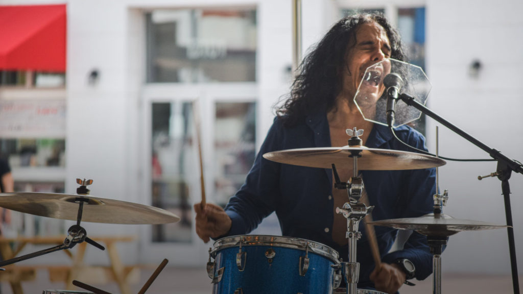 Drummer playing.