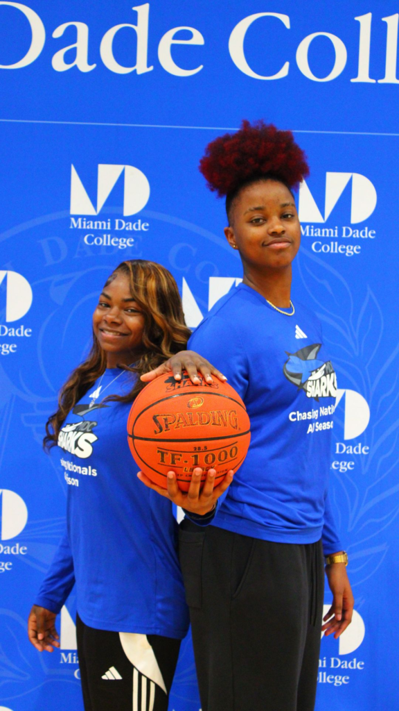 Double Trouble: Guard Jazmyne Bynum and power forward Meredith Venner led the Lady Sharks basketball team to a 19-12 record this season. Bynum was the team’s leading scorer with 20 points per game while Venner added 17.9 points and 12.5 rebounds per contest. NATHALIE HERNANDEZ/THE REPORTER