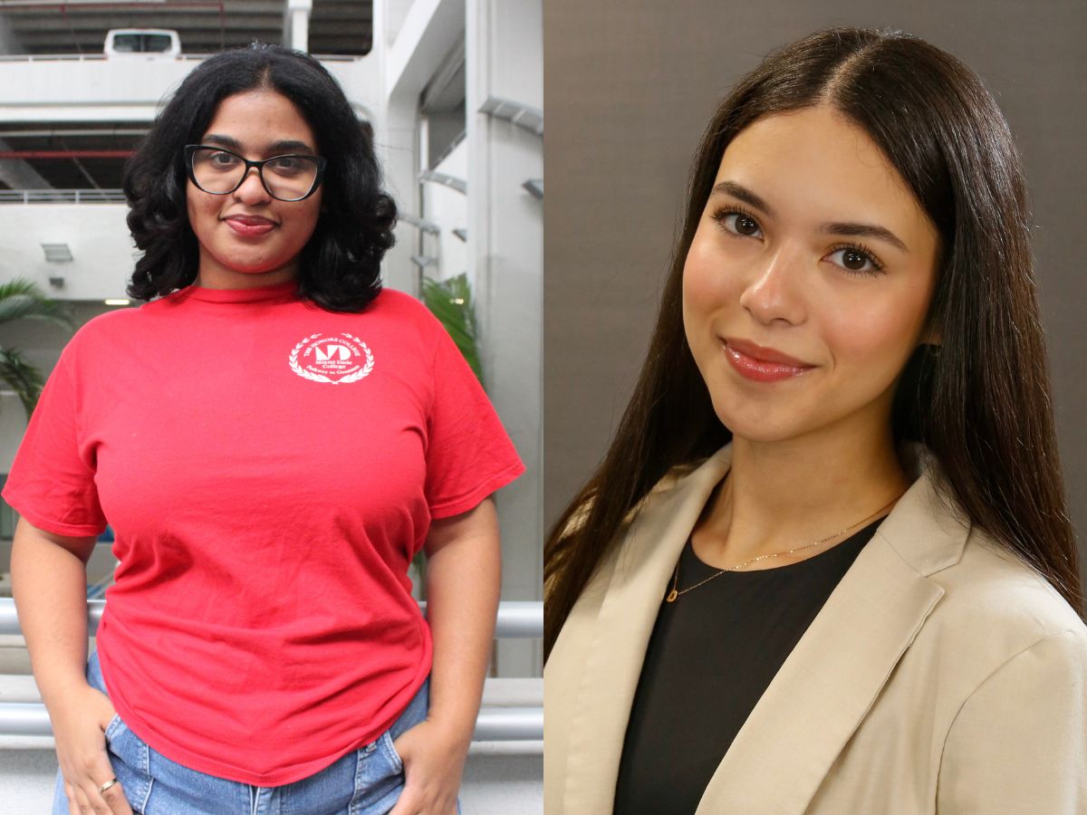 Hilary Ramirez Payamps and Dianela Tabares Revilla, students in the Honors College at Padrón Campus, received the Phi Theta Kappa Guistwhite Scholarship.