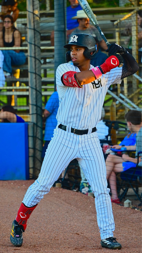 Willy Mendez takes some practice swings in the on-deck circle.