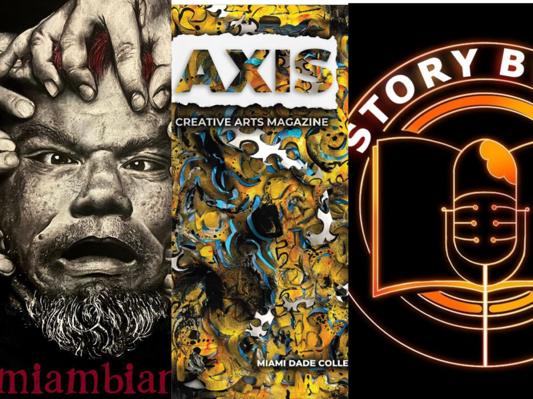 Covers of MDC student publications: Miambiance, AXIS and StoryBytes.